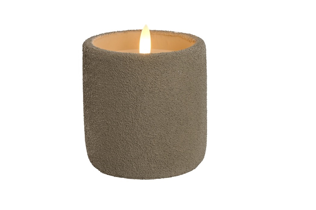 VELA LED CERA CEMENTO 9X9X11.5CM GRIS